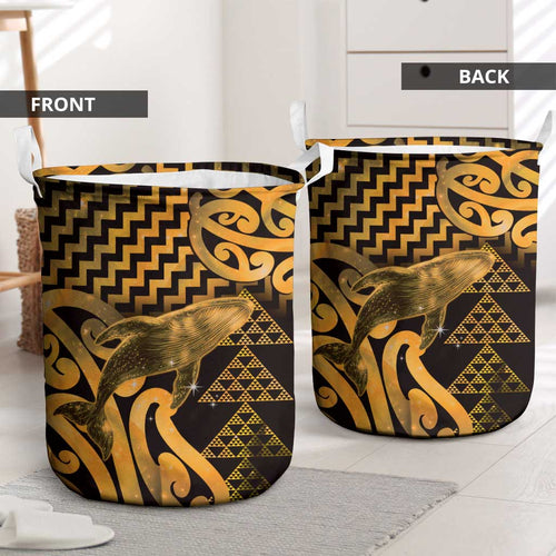 Humpback Whale Matariki New Zealand Laundry Basket NZ Maori Paikea Poutama Luxury Gold