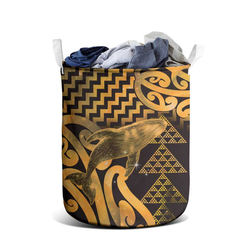 Humpback Whale Matariki New Zealand Laundry Basket NZ Maori Paikea Poutama Luxury Gold