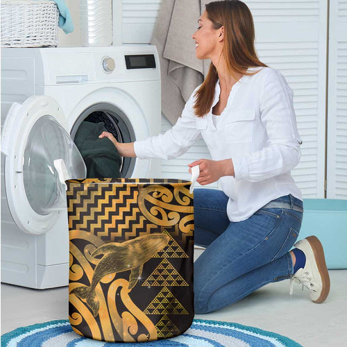 Humpback Whale Matariki New Zealand Laundry Basket NZ Maori Paikea Poutama Luxury Gold