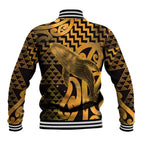 Humpback Whale Matariki New Zealand Baseball Jacket NZ Maori Paikea Poutama Luxury Gold