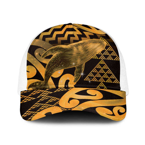 Humpback Whale Matariki New Zealand Baseball Net Cap NZ Maori Paikea Poutama Luxury Gold
