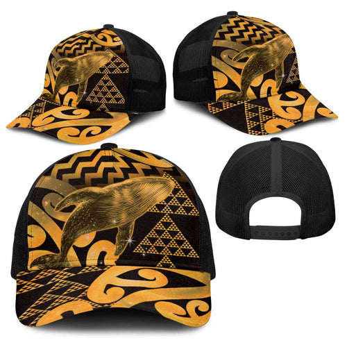 Humpback Whale Matariki New Zealand Baseball Net Cap NZ Maori Paikea Poutama Luxury Gold