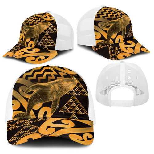 Humpback Whale Matariki New Zealand Baseball Net Cap NZ Maori Paikea Poutama Luxury Gold