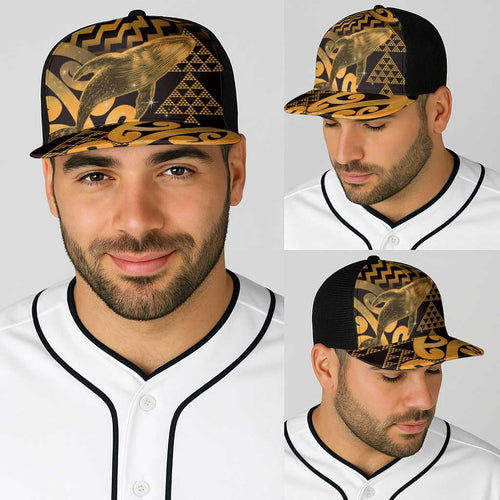 Humpback Whale Matariki New Zealand Baseball Net Cap NZ Maori Paikea Poutama Luxury Gold