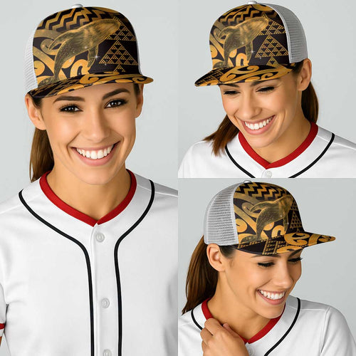 Humpback Whale Matariki New Zealand Baseball Net Cap NZ Maori Paikea Poutama Luxury Gold