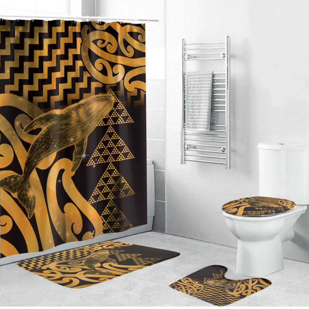 Humpback Whale Matariki New Zealand Bathroom Set NZ Maori Paikea Poutama Luxury Gold