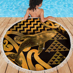 Humpback Whale Matariki New Zealand Beach Blanket NZ Maori Paikea Poutama Luxury Gold