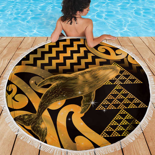 Humpback Whale Matariki New Zealand Beach Blanket NZ Maori Paikea Poutama Luxury Gold