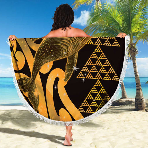 Humpback Whale Matariki New Zealand Beach Blanket NZ Maori Paikea Poutama Luxury Gold