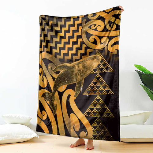 Humpback Whale Matariki New Zealand Blanket NZ Maori Paikea Poutama Luxury Gold
