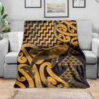 Humpback Whale Matariki New Zealand Blanket NZ Maori Paikea Poutama Luxury Gold