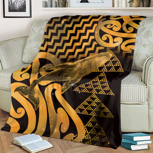 Humpback Whale Matariki New Zealand Blanket NZ Maori Paikea Poutama Luxury Gold