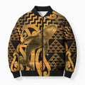 Humpback Whale Matariki New Zealand Bomber Puffer Jacket NZ Maori Paikea Poutama Luxury Gold