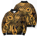 Humpback Whale Matariki New Zealand Bomber Puffer Jacket NZ Maori Paikea Poutama Luxury Gold