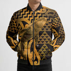 Humpback Whale Matariki New Zealand Bomber Puffer Jacket NZ Maori Paikea Poutama Luxury Gold