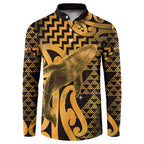 Humpback Whale Matariki New Zealand Button Sweatshirt NZ Maori Paikea Poutama Luxury Gold