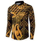 Humpback Whale Matariki New Zealand Button Sweatshirt NZ Maori Paikea Poutama Luxury Gold