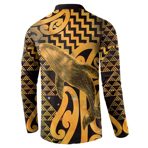 Humpback Whale Matariki New Zealand Button Sweatshirt NZ Maori Paikea Poutama Luxury Gold