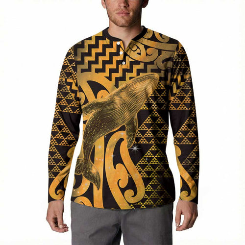 Humpback Whale Matariki New Zealand Button Sweatshirt NZ Maori Paikea Poutama Luxury Gold