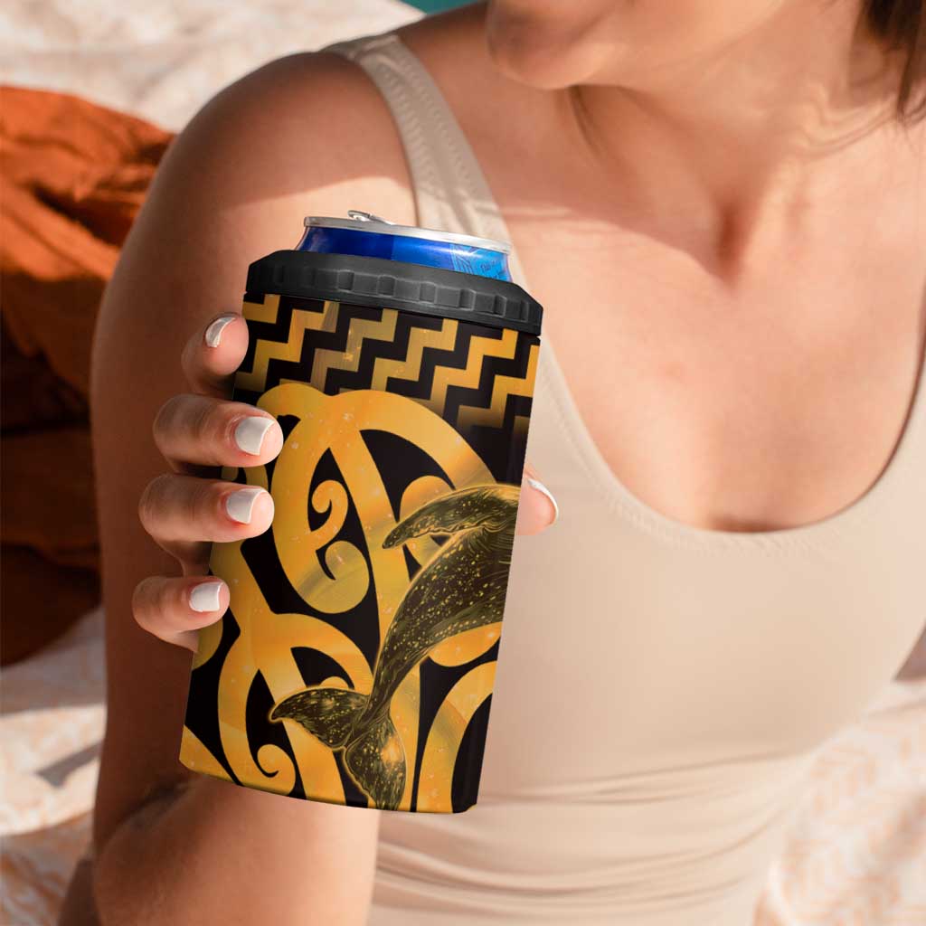 Humpback Whale Matariki New Zealand 4 in 1 Can Cooler Tumbler NZ Maori Paikea Poutama Luxury Gold