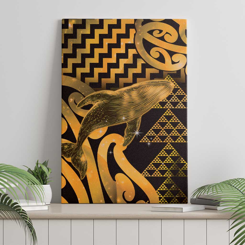 Humpback Whale Matariki New Zealand Canvas Wall Art NZ Maori Paikea Poutama Luxury Gold