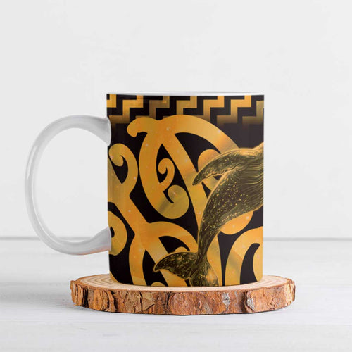 Humpback Whale Matariki New Zealand Ceramic Mug NZ Maori Paikea Poutama Luxury Gold