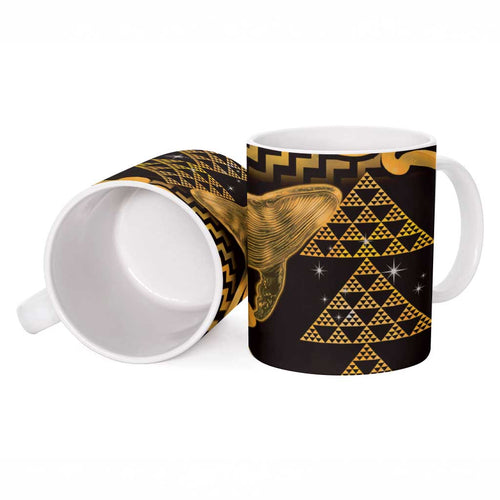 Humpback Whale Matariki New Zealand Ceramic Mug NZ Maori Paikea Poutama Luxury Gold
