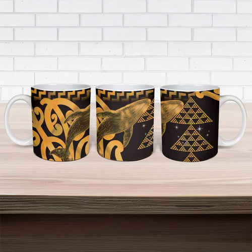 Humpback Whale Matariki New Zealand Ceramic Mug NZ Maori Paikea Poutama Luxury Gold