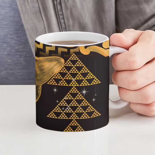 Humpback Whale Matariki New Zealand Ceramic Mug NZ Maori Paikea Poutama Luxury Gold