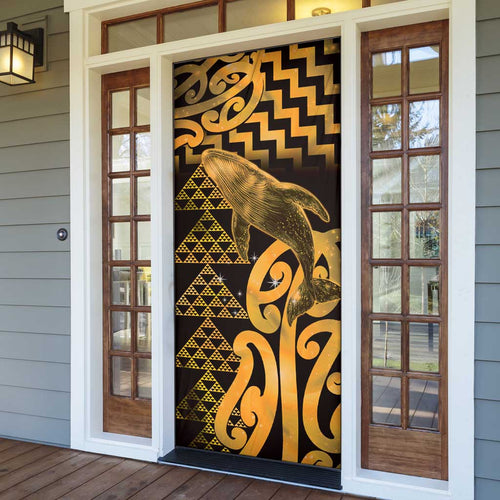 Humpback Whale Matariki New Zealand Door Cover NZ Maori Paikea Poutama Luxury Gold