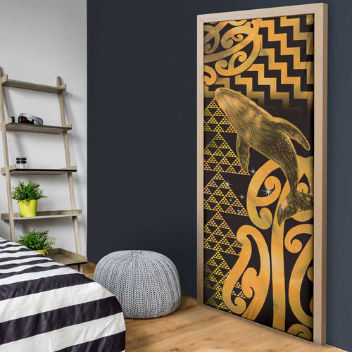 Humpback Whale Matariki New Zealand Door Cover NZ Maori Paikea Poutama Luxury Gold
