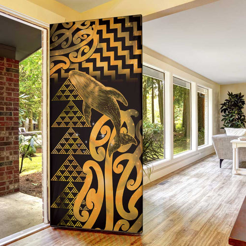 Humpback Whale Matariki New Zealand Door Cover NZ Maori Paikea Poutama Luxury Gold