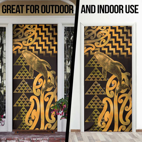 Humpback Whale Matariki New Zealand Door Cover NZ Maori Paikea Poutama Luxury Gold