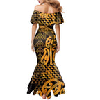 Humpback Whale Matariki New Zealand Family Matching Mermaid Dress and Hawaiian Shirt NZ Maori Paikea Poutama Luxury Gold