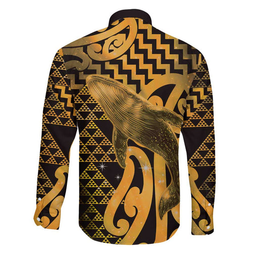 Humpback Whale Matariki New Zealand Family Matching Off Shoulder Maxi Dress and Hawaiian Shirt NZ Maori Paikea Poutama Luxury Gold