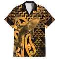 Humpback Whale Matariki New Zealand Family Matching Off Shoulder Short Dress and Hawaiian Shirt NZ Maori Paikea Poutama Luxury Gold