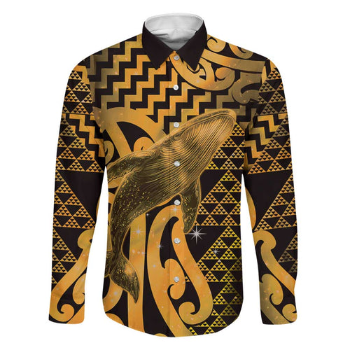 Humpback Whale Matariki New Zealand Family Matching Off Shoulder Short Dress and Hawaiian Shirt NZ Maori Paikea Poutama Luxury Gold