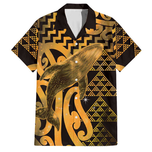 Humpback Whale Matariki New Zealand Family Matching Short Sleeve Bodycon Dress and Hawaiian Shirt NZ Maori Paikea Poutama Luxury Gold