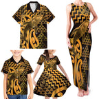 Humpback Whale Matariki New Zealand Family Matching Tank Maxi Dress and Hawaiian Shirt NZ Maori Paikea Poutama Luxury Gold