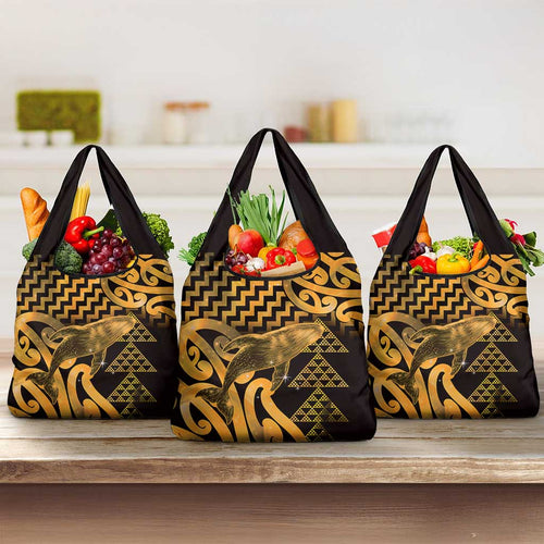 Humpback Whale Matariki New Zealand Grocery Bag NZ Maori Paikea Poutama Luxury Gold