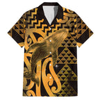 Humpback Whale Matariki New Zealand Hawaiian Shirt NZ Maori Paikea Poutama Luxury Gold