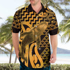Humpback Whale Matariki New Zealand Hawaiian Shirt NZ Maori Paikea Poutama Luxury Gold