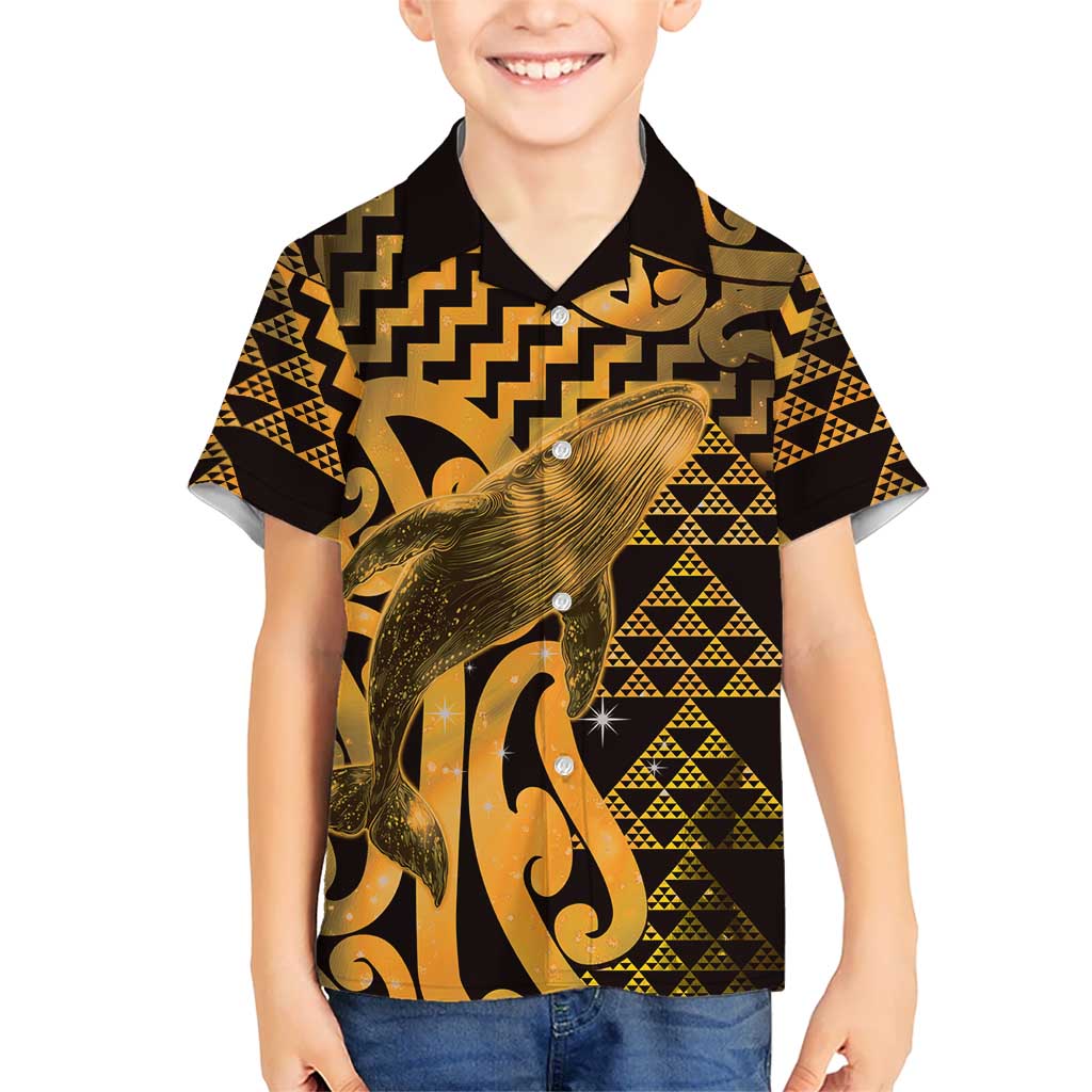 Humpback Whale Matariki New Zealand Kid Hawaiian Shirt NZ Maori Paikea Poutama Luxury Gold