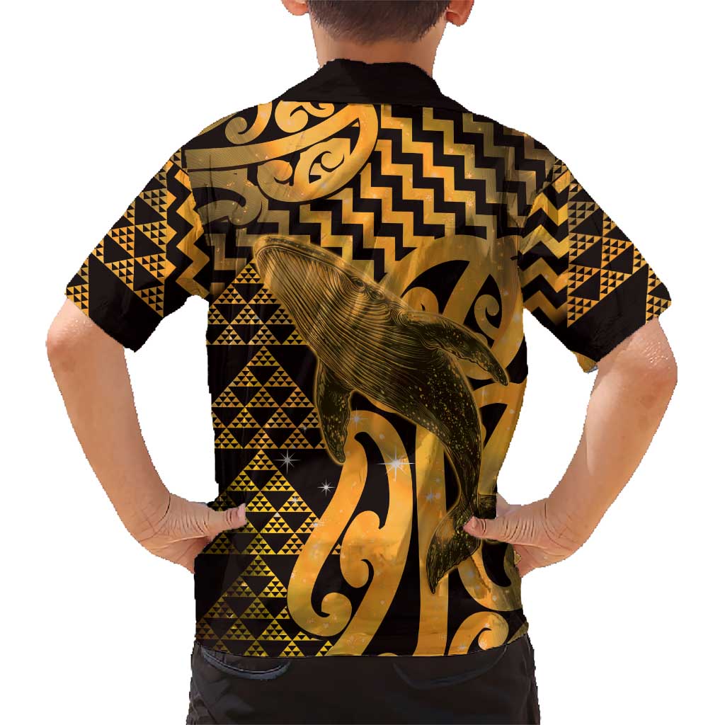 Humpback Whale Matariki New Zealand Kid Hawaiian Shirt NZ Maori Paikea Poutama Luxury Gold
