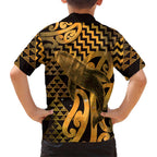 Humpback Whale Matariki New Zealand Kid Hawaiian Shirt NZ Maori Paikea Poutama Luxury Gold