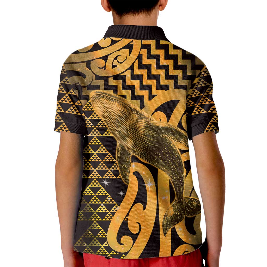 Humpback Whale Matariki New Zealand Kid Polo Shirt NZ Maori Paikea Poutama Luxury Gold