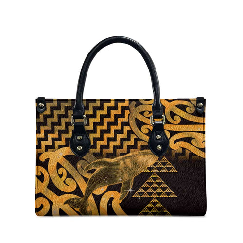 Humpback Whale Matariki New Zealand Leather Bag NZ Maori Paikea Poutama Luxury Gold