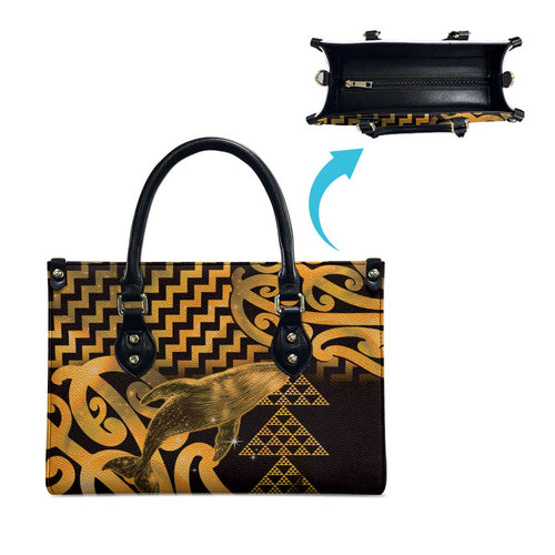 Humpback Whale Matariki New Zealand Leather Bag NZ Maori Paikea Poutama Luxury Gold