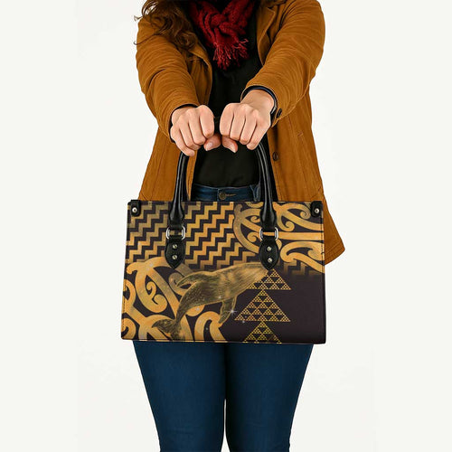 Humpback Whale Matariki New Zealand Leather Bag NZ Maori Paikea Poutama Luxury Gold