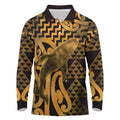 Humpback Whale Matariki New Zealand Long Sleeve Polo Shirt NZ Maori Paikea Poutama Luxury Gold